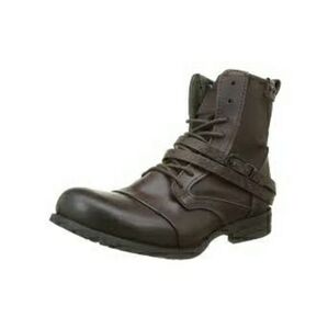 Bunker Sara Chocolate Brown Belted Combat Boots Chocolate Brown 6 NWT